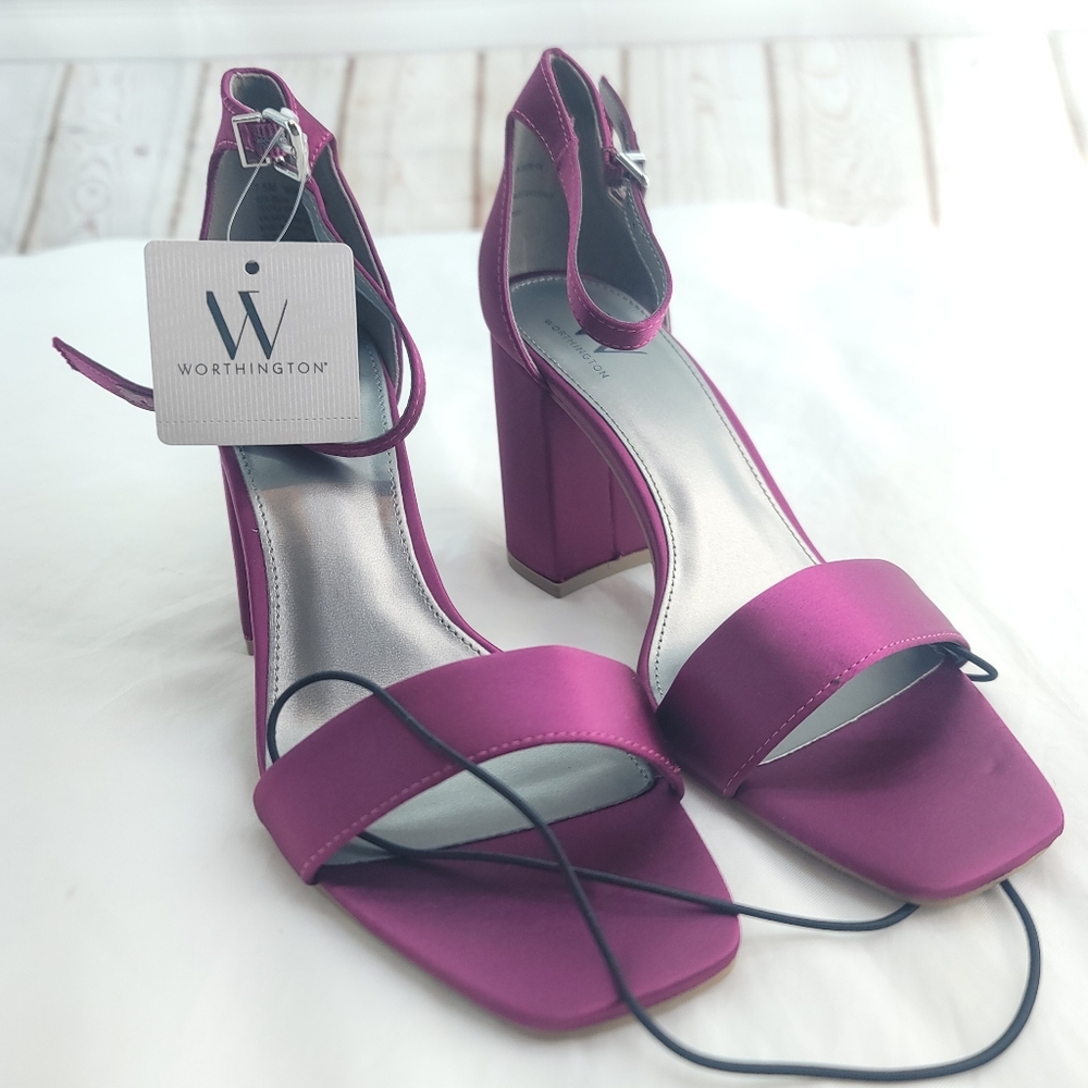 Worthington Magenta/ Fuschia Stappy Block Heels Size 7.5